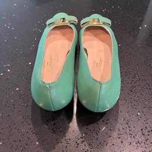 Salvatore Ferragamo vintage green leather shoes